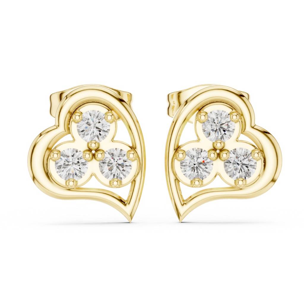 Leaf & Heart Diamond Flower Earrings : ER20006