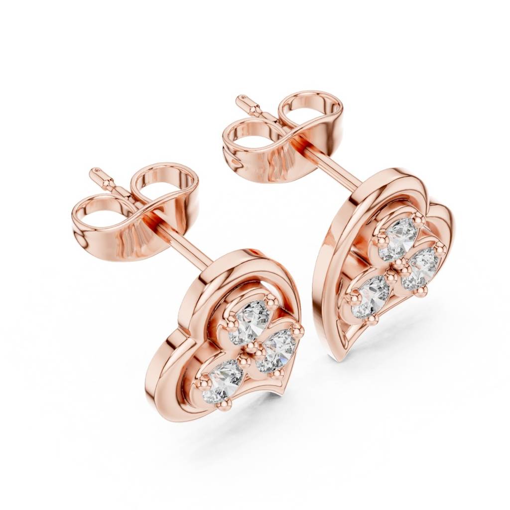 Leaf & Heart Diamond Flower Earrings : ER20006
