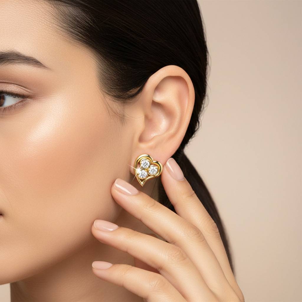 Leaf & Heart Diamond Flower Earrings : ER20006