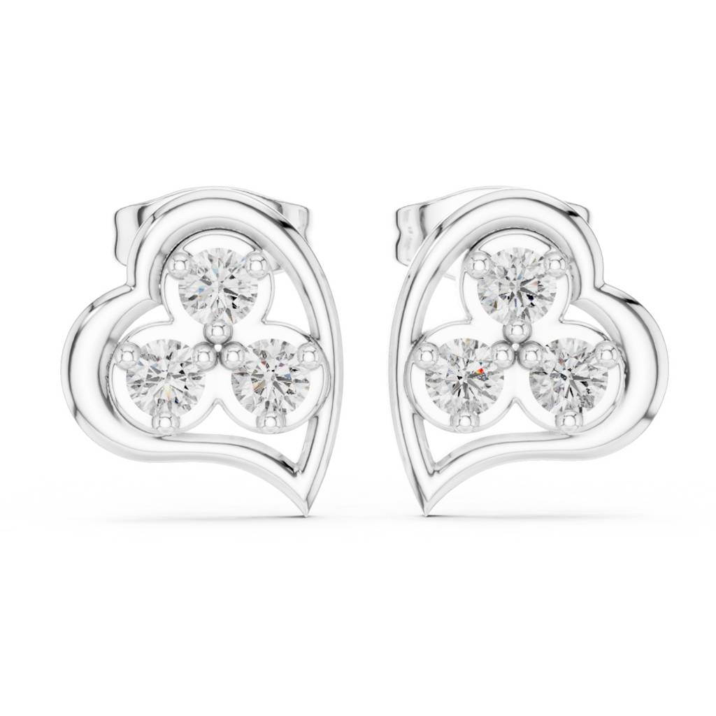 Leaf & Heart Diamond Flower Earrings : ER20006