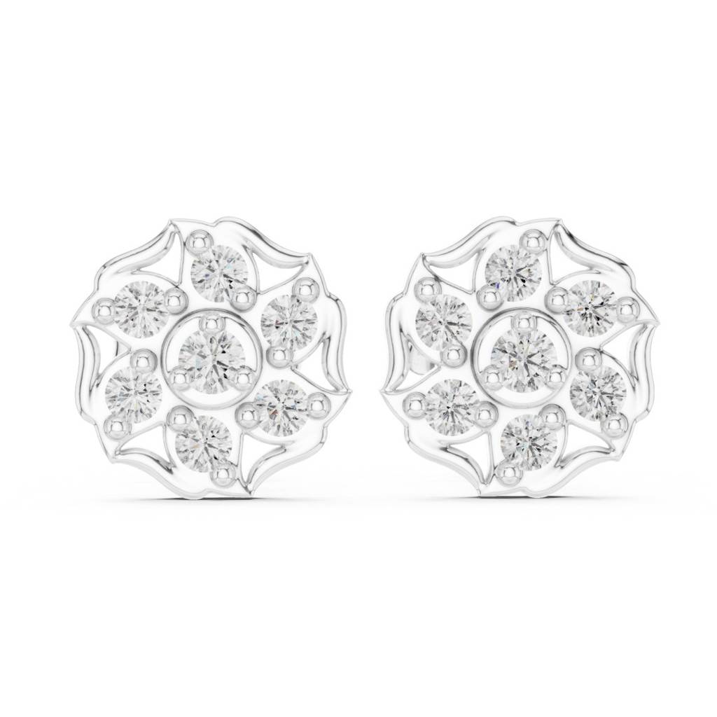 Diamond Flower Halo Stud Earrings : ER20007