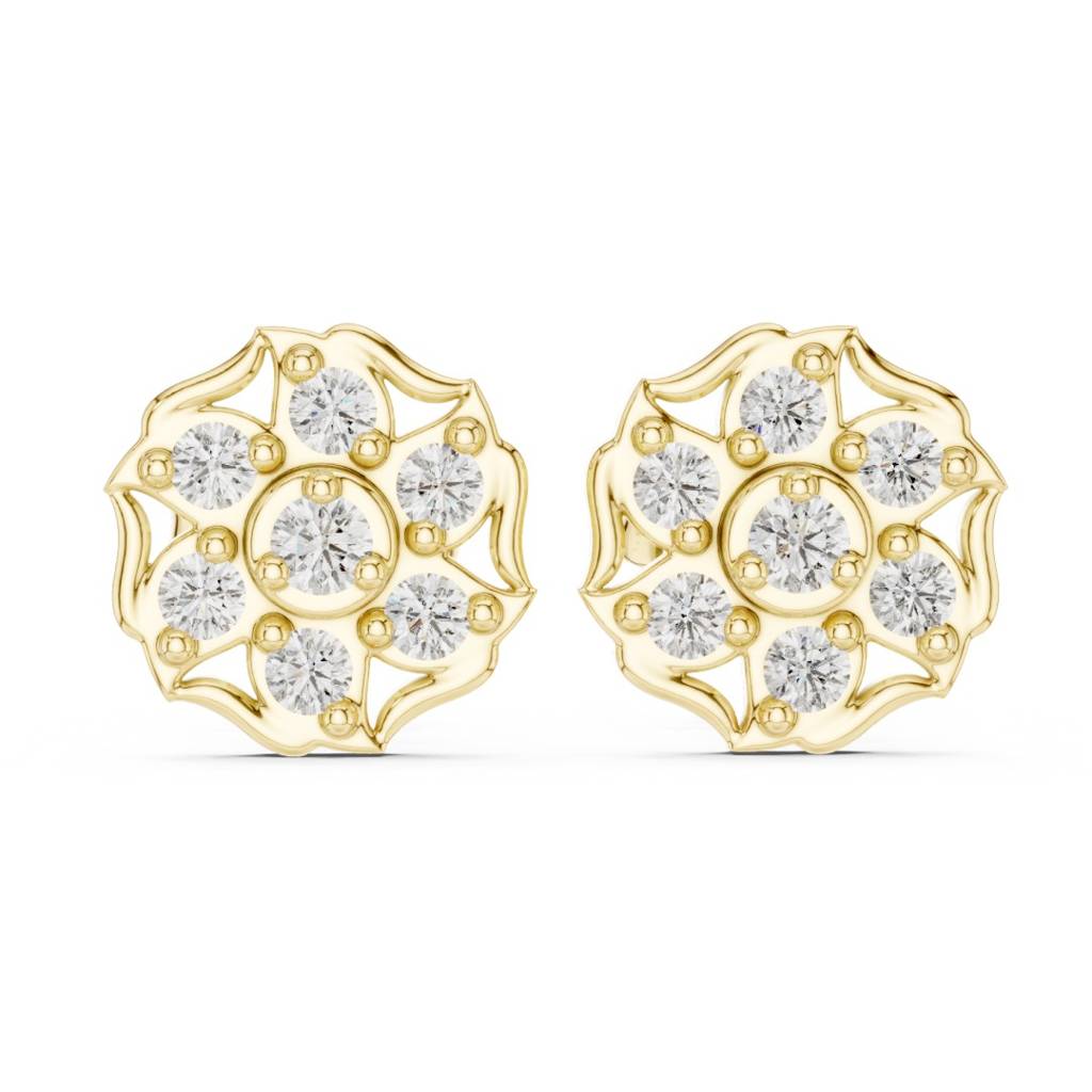 Diamond Flower Halo Stud Earrings : ER20007