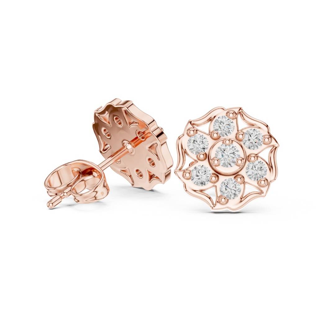 Diamond Flower Halo Stud Earrings : ER20007
