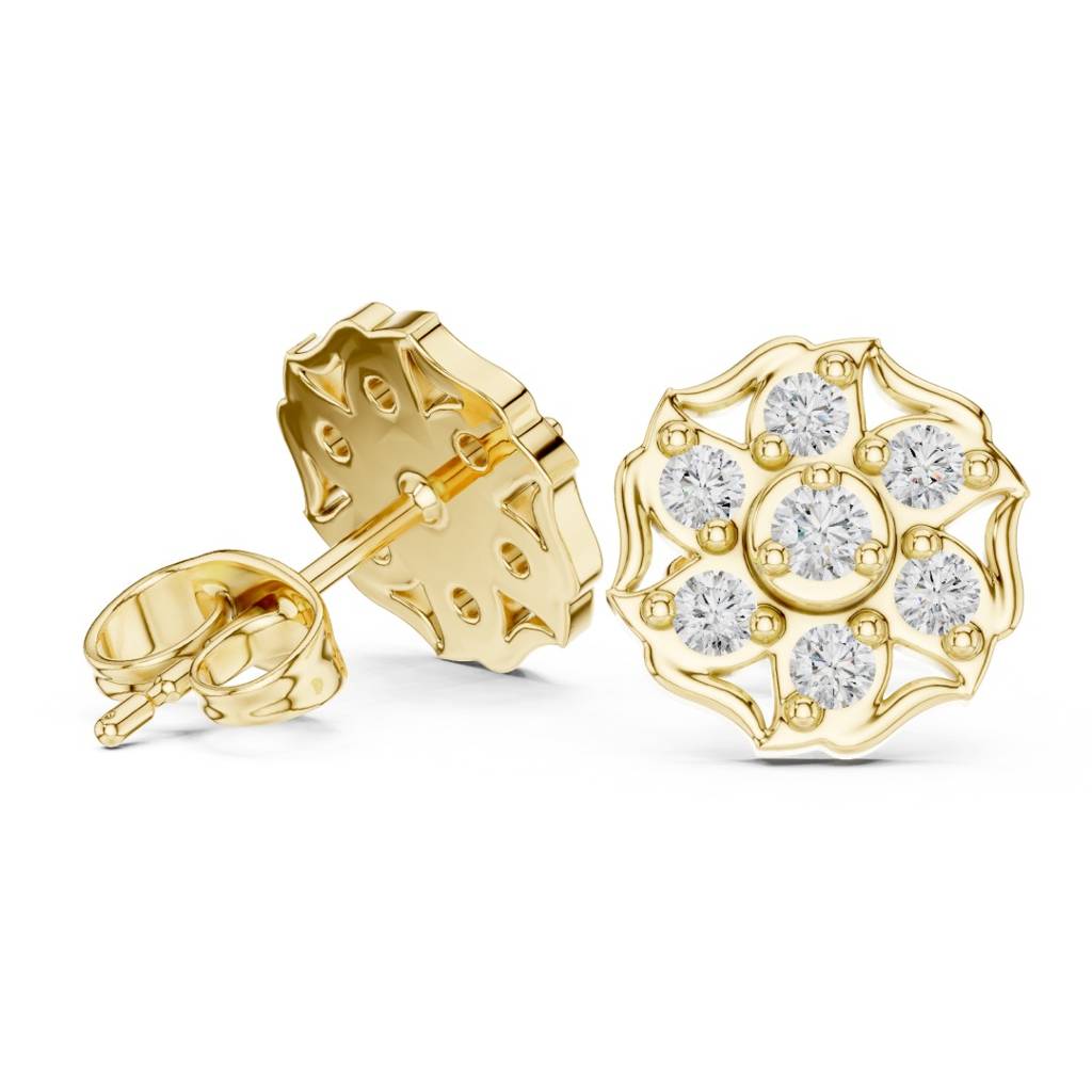 Diamond Flower Halo Stud Earrings : ER20007