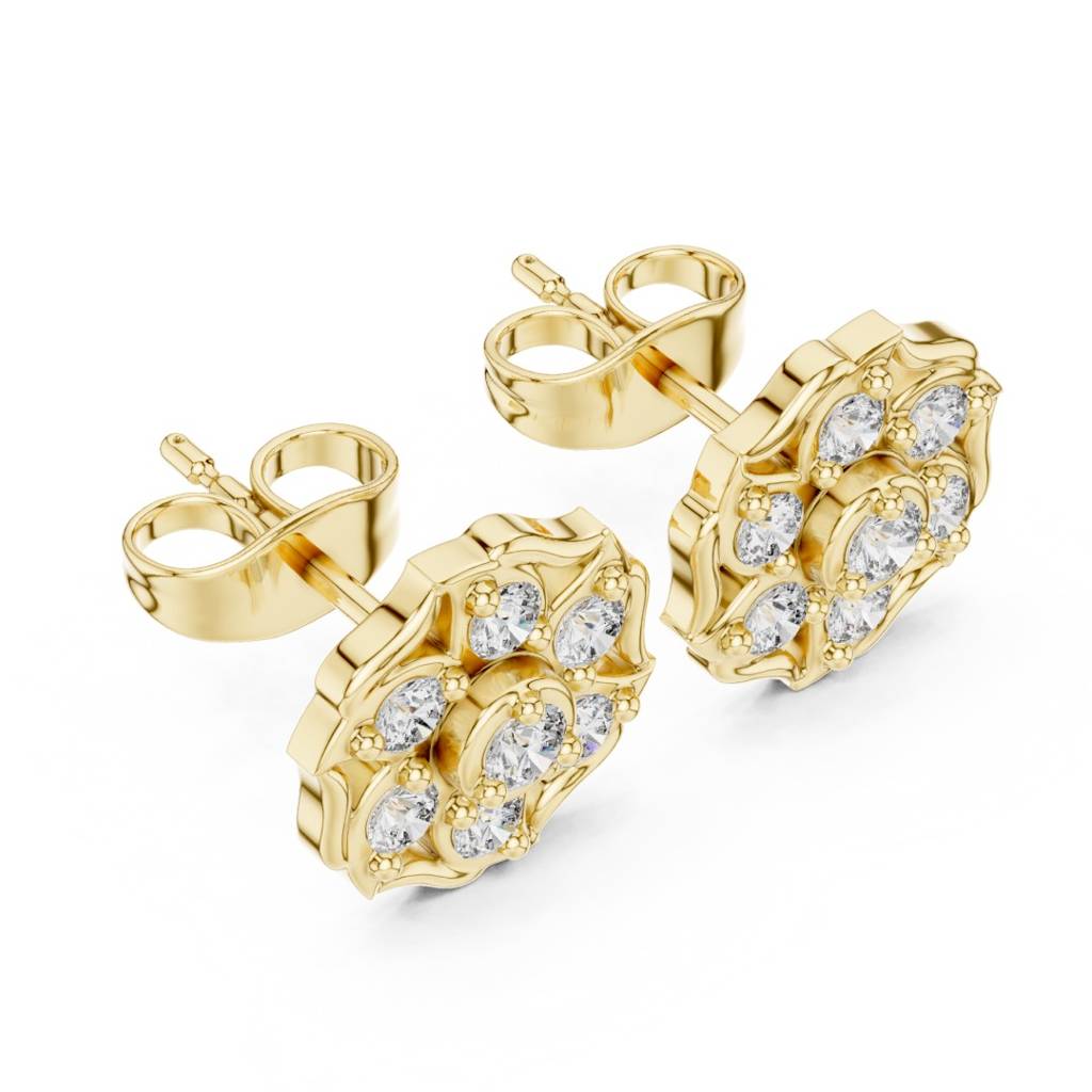 Diamond Flower Halo Stud Earrings : ER20007