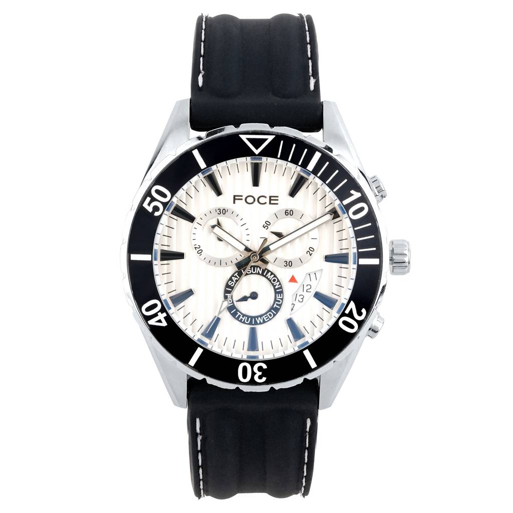 Chronograph Wrist Watch For Men, Silicon Strap, Separate Day & Date, Model Fs04Tbr : FS04TBRWHITE