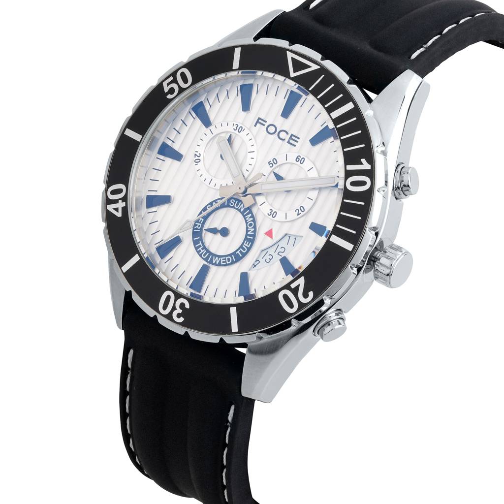 Chronograph Wrist Watch For Men, Silicon Strap, Separate Day & Date, Model Fs04Tbr : FS04TBRWHITE