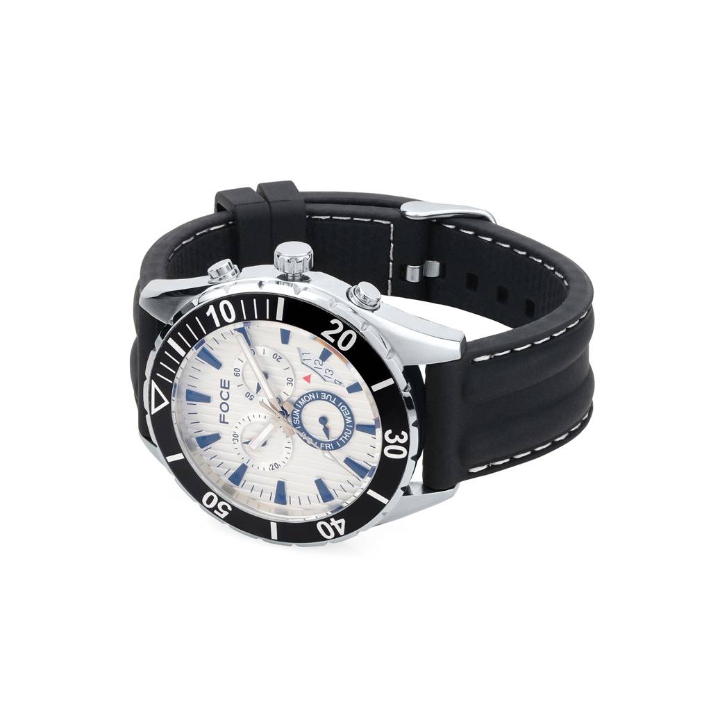 Chronograph Wrist Watch For Men, Silicon Strap, Separate Day & Date, Model Fs04Tbr : FS04TBRWHITE