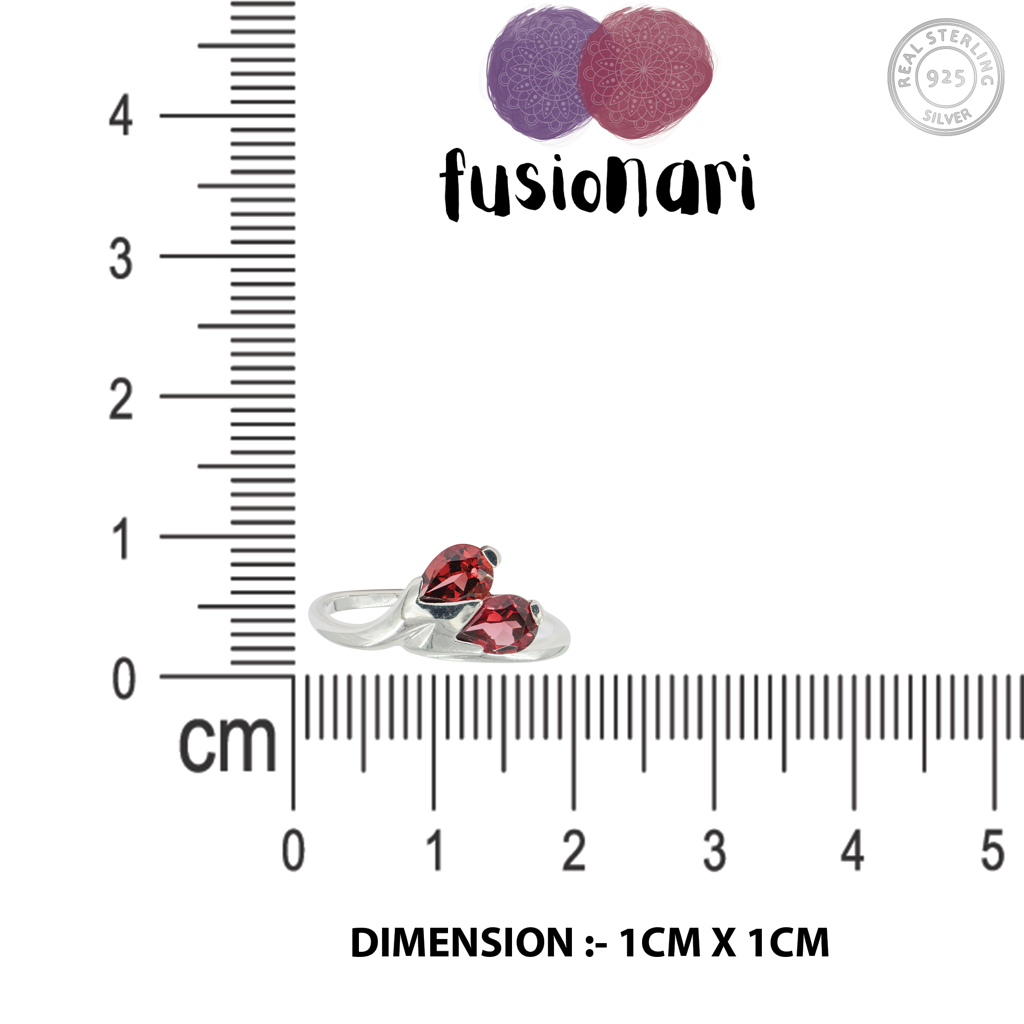 925 Sterling Silver Pear-Shaped Garnet Ring  Unique Design With Two Garnet Stones For A Bold. Perfect Gift For Women  : FU-025