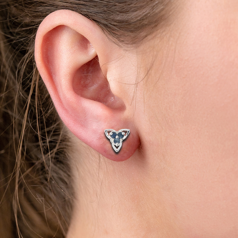 925 Sterling Silver Blue Sapphire Earrings For Women | Deep Blue Gemstone Drop Earrings | High Polish Party Wear Jew : FU-0091