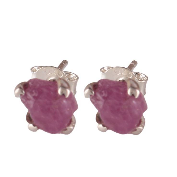 925 Sterling Silver Ruby Earrings For Women | July Birthstone Jewelry Gift : FU-0116-1