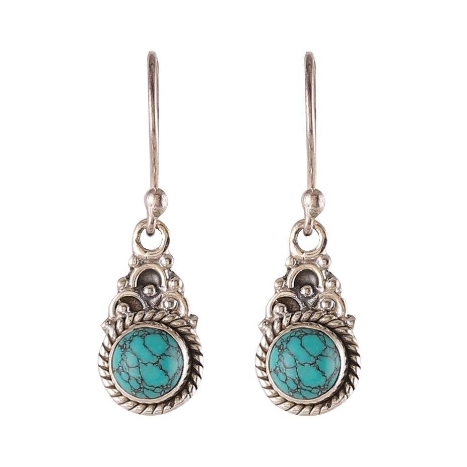 925 Sterling Silver Turquoise Earrings For Women Natural Stone Jewelry : FU-0152-3