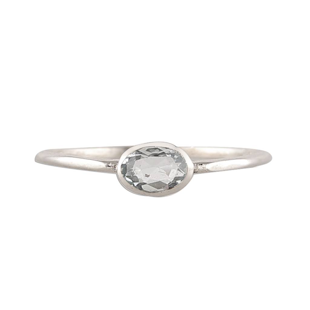925 Sterling Silver Blue Topaz Ring - Elegant Gemstone Jewelry For Women : FU-0256