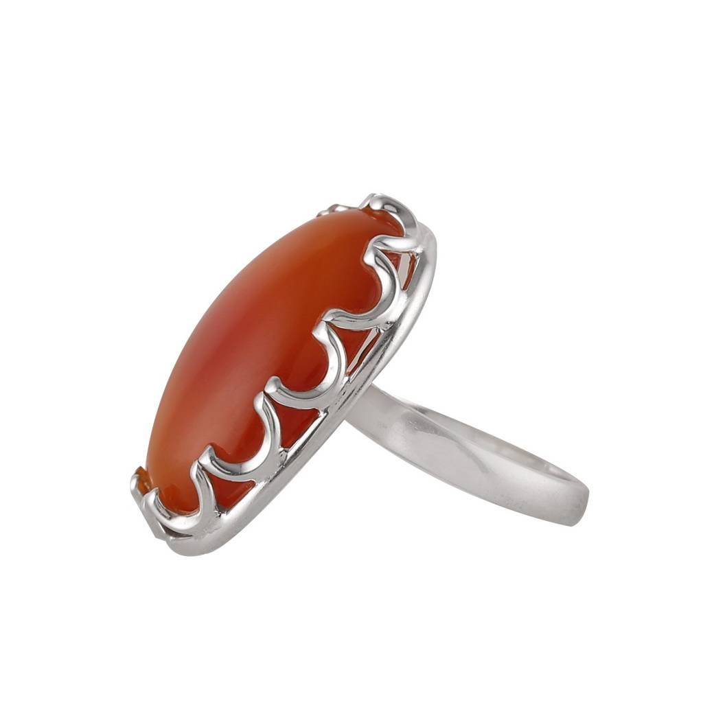 925 Sterling Silver Carnelian Ring  Bold Oval Gemstone Design For Women, Perfect For Boho And Everyday Style : FU-0259