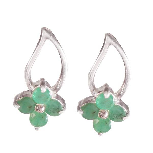 925 Sterling Silver Emerald Earrings For Women | Natural Green Gemstone Drop Earrings | Elegant Silver Jewelry Gift : FU-0281