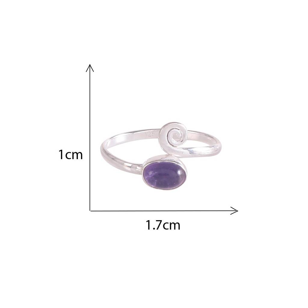 925 Sterling Silver Adjustable Amethyst Toe Rings | Handmade Jewelry : FU-0343