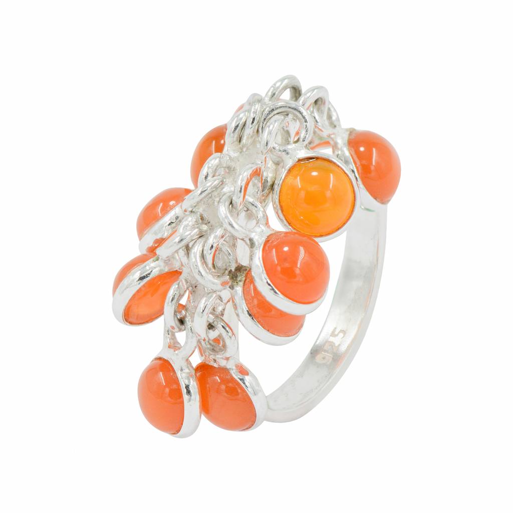 925 Sterling Silvercarnelian Stone Ring  Radiant Orange-Red Carnelian Set In A Sleek Band, Symbolizing Courage And Vi : FU-034