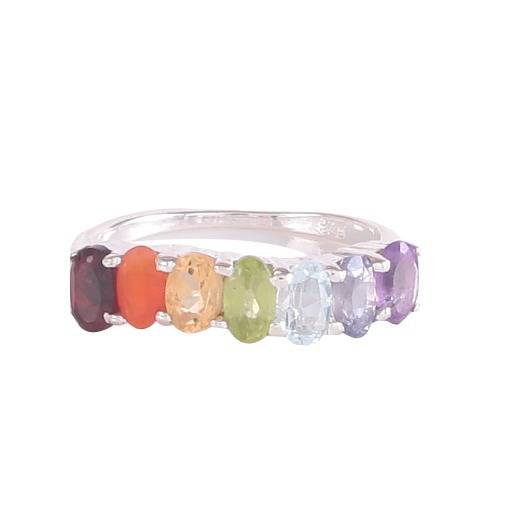 925 Sterling Silver Chakra Gemstone Ring  Handmade Chakra Jewelry For Women : FU-0358