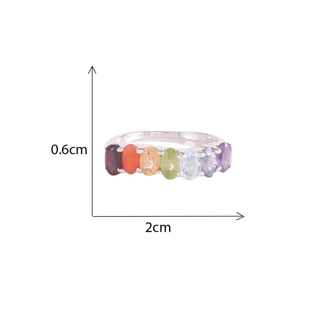 925 Sterling Silver Chakra Gemstone Ring  Handmade Chakra Jewelry For Women : FU-0358