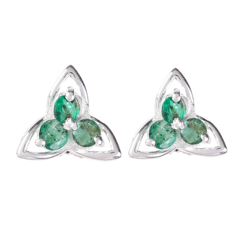 925 Sterling Silver Emerald Earrings For Women | Natural Green Gemstone Drop Earrings | Elegant Party Wear Silver Je : FU-0396
