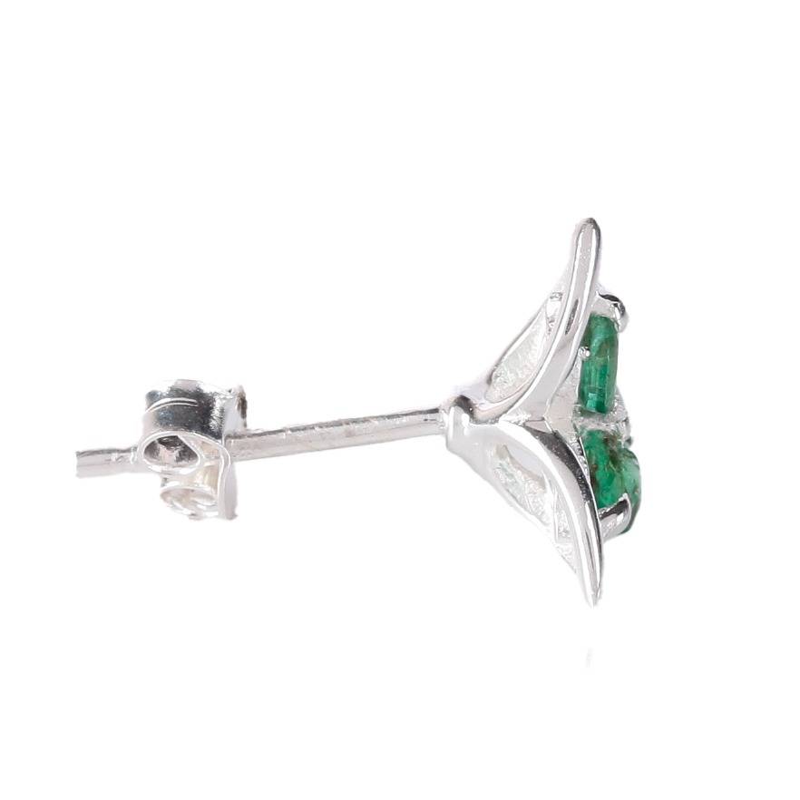 925 Sterling Silver Emerald Earrings For Women | Natural Green Gemstone Drop Earrings | Elegant Party Wear Silver Je : FU-0396