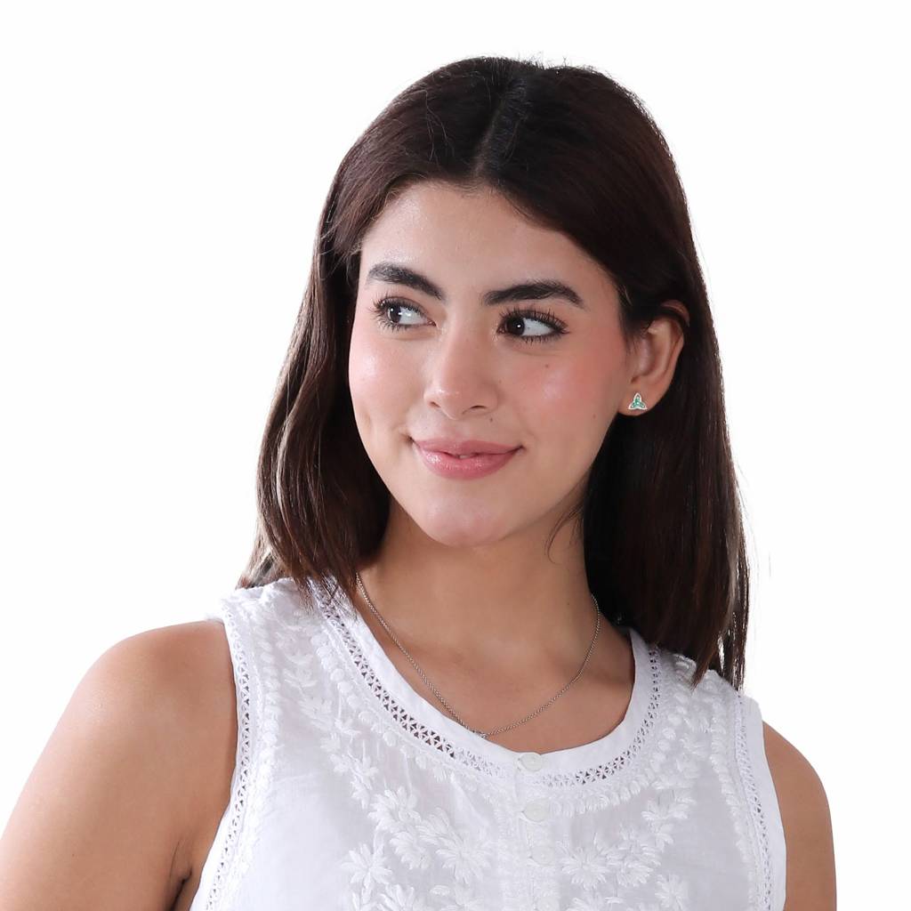 925 Sterling Silver Emerald Earrings For Women | Natural Green Gemstone Drop Earrings | Elegant Party Wear Silver Je : FU-0396