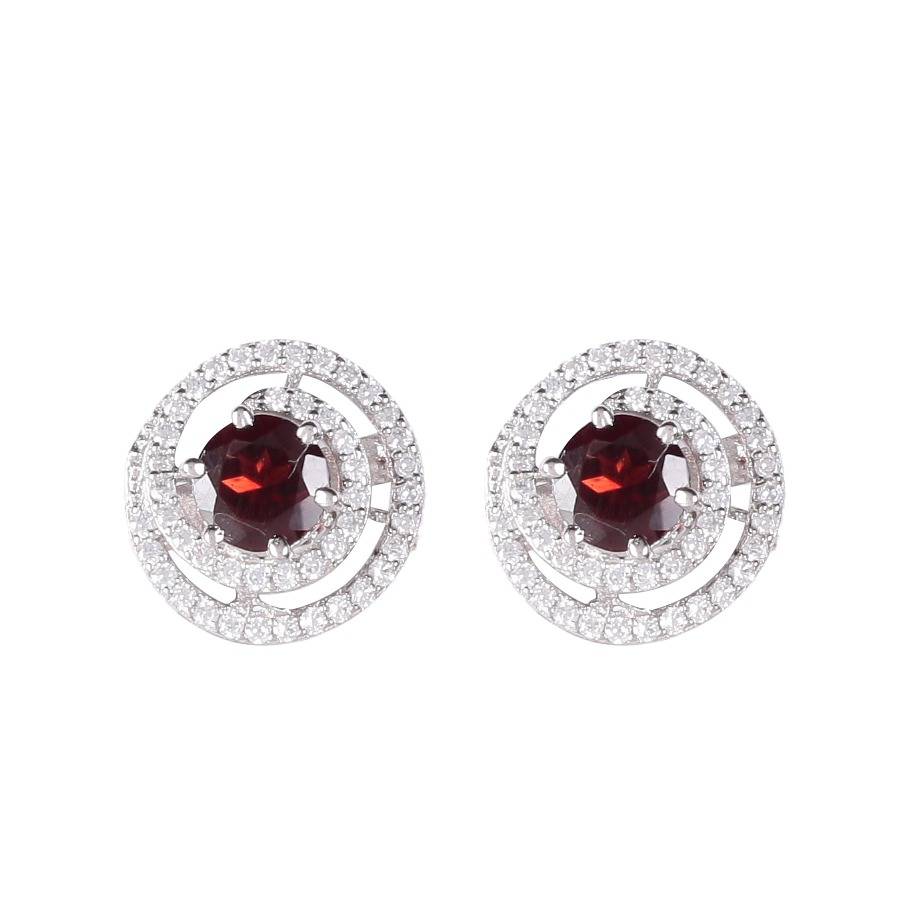 925 Sterling Silver Garnet Earrings For Women | Natural Red Gemstone Drop Earrings | Elegant Daily Wear Silver Jewelry : FU-0451