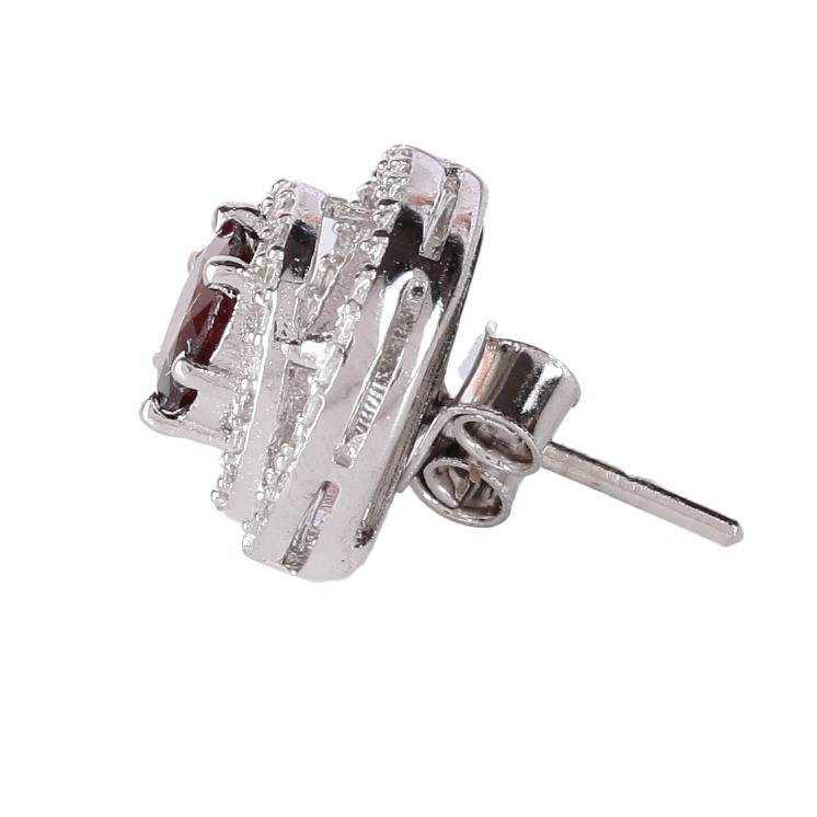 925 Sterling Silver Garnet Earrings For Women | Natural Red Gemstone Drop Earrings | Elegant Daily Wear Silver Jewelry : FU-0451