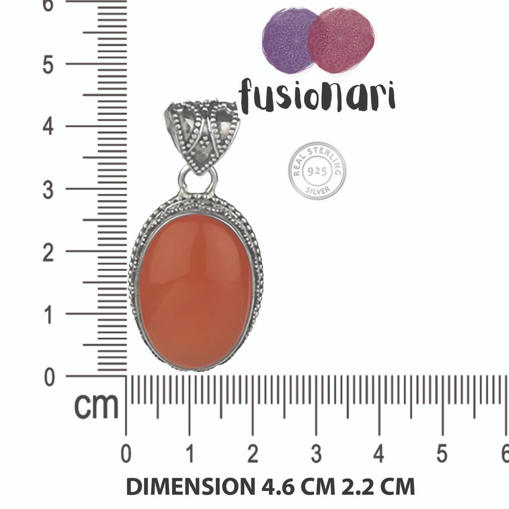 925 Silver Carnelian Pendant With 18In Chain For Women | Natural Orange Gemstone Jewelry | Daily Wear & Gift : FU-0589-C