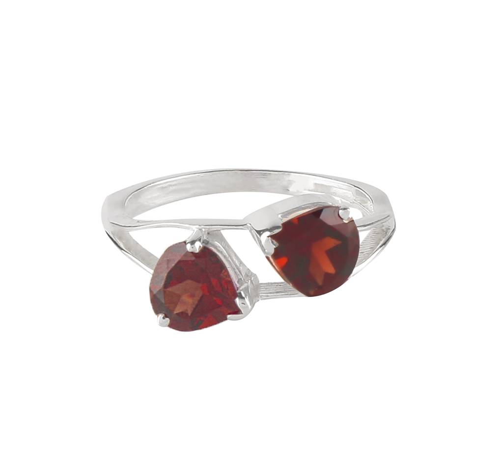 925 Sterling Silver Garnet Ring For Women | Deep Red Birthstone Jewelry | Wedding & Festive Gift : FU-0650