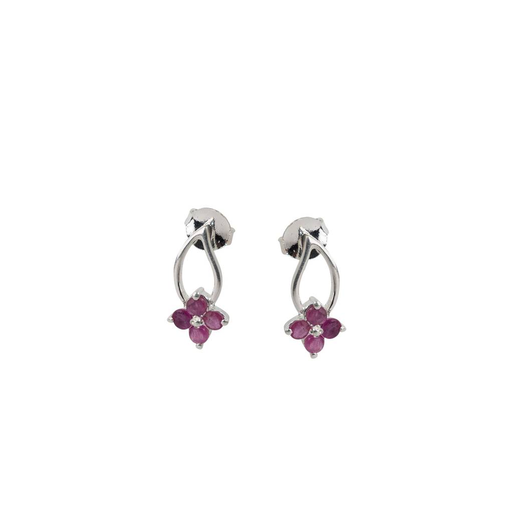 925 Sterling Silver Ruby Earrings For Women | Natural Red Gemstone Drop Earrings | Elegant Silver Jewelry Gift : FU-0065