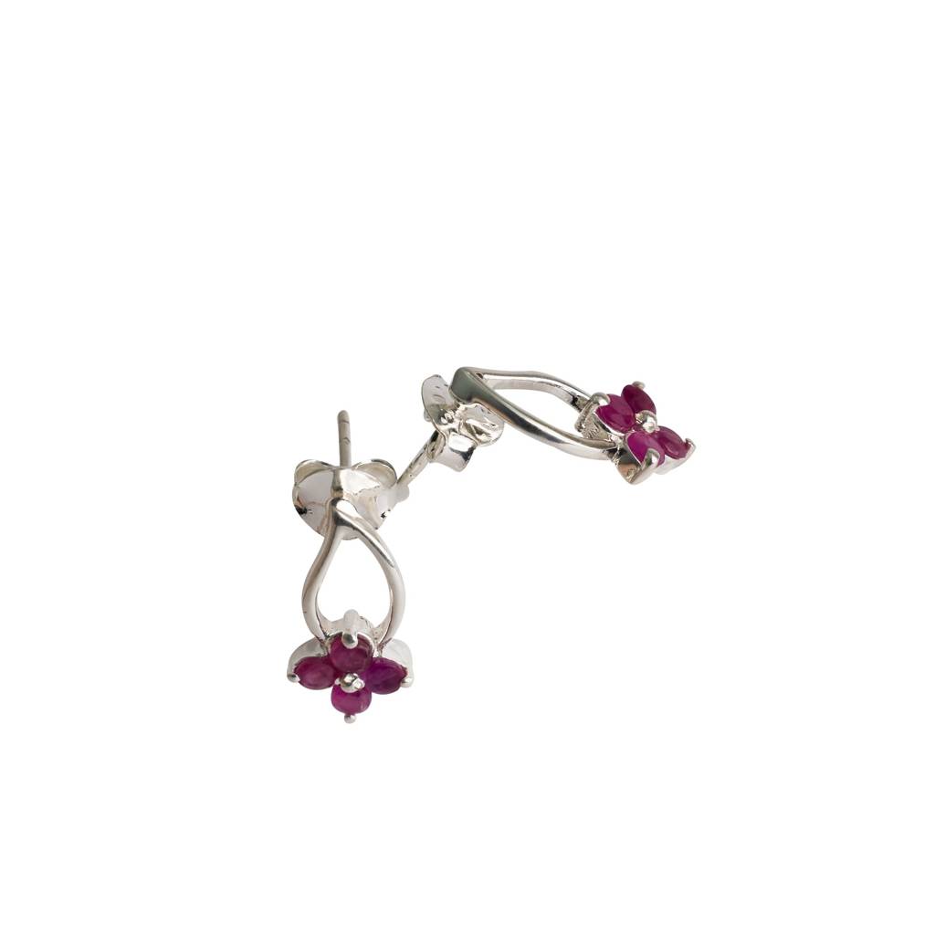 925 Sterling Silver Ruby Earrings For Women | Natural Red Gemstone Drop Earrings | Elegant Silver Jewelry Gift : FU-0065