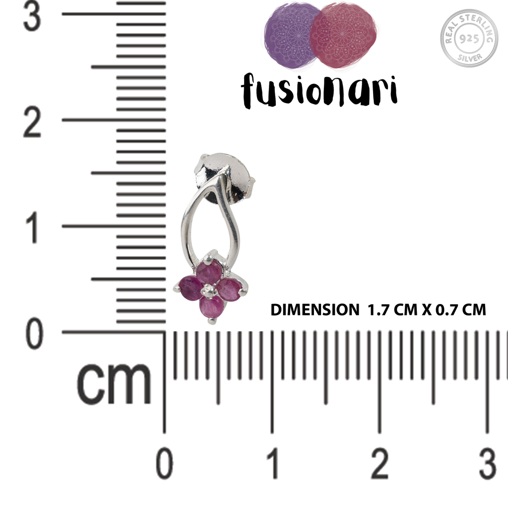 925 Sterling Silver Ruby Earrings For Women | Natural Red Gemstone Drop Earrings | Elegant Silver Jewelry Gift : FU-0065