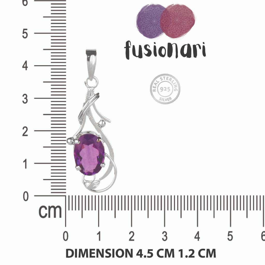 925 Sterling Silver Amethyst Pendant With 18In Chain For Women  Elegant Purple Gem Jewelry | Party & Office Wear : FU-0665-C