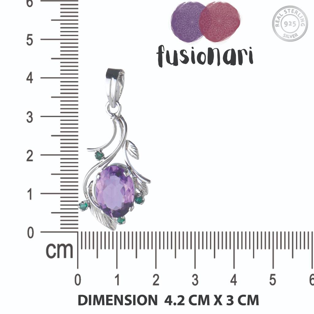 925 Sterling Silver Amethyst Pendant With 18In Chain For Women | Elegant Purple Gem Jewelry | Party & Office Wear : FU-0666-C