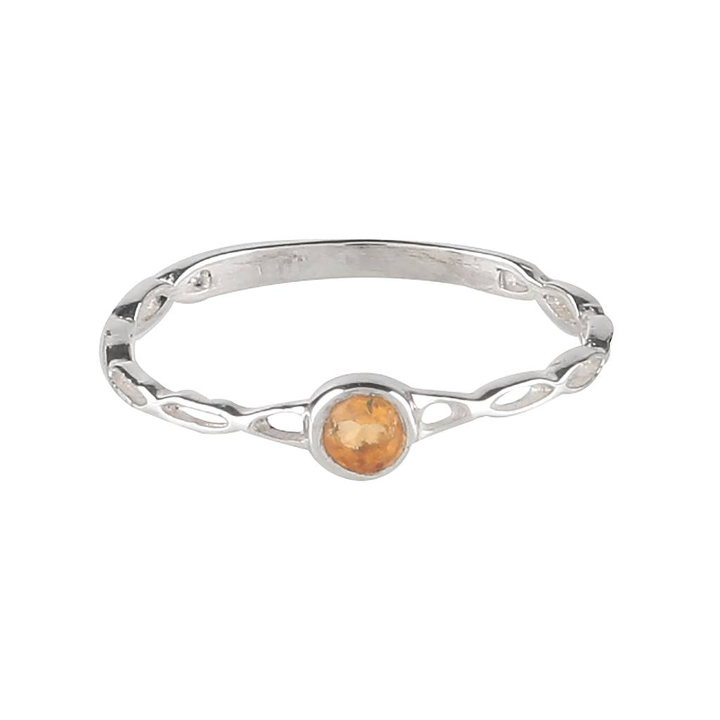 925 Sterling Silver Citrine Ring For Women | Yellow Crystal Jewelry | Abundance & Positivity Stone : FU-0669