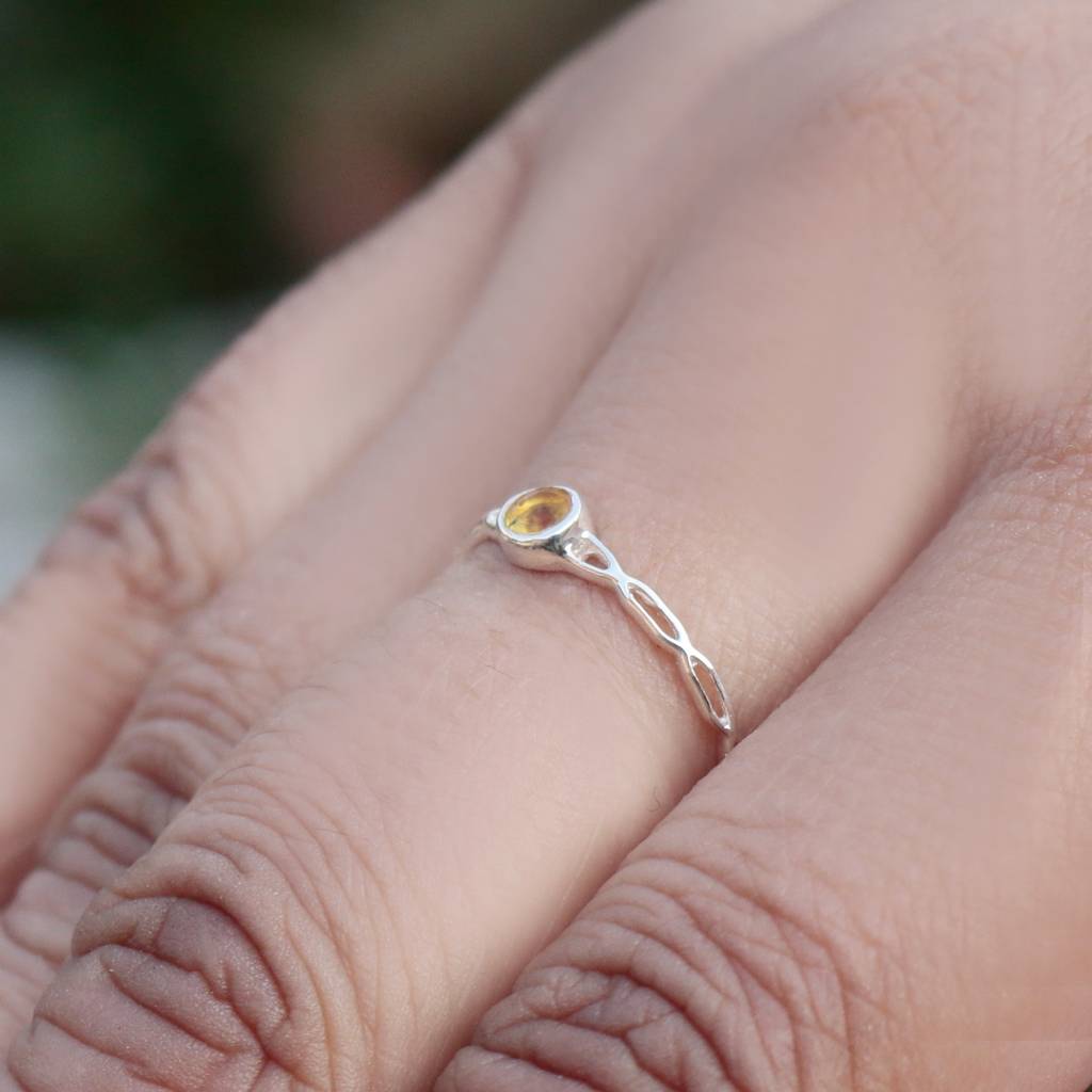 925 Sterling Silver Citrine Ring For Women | Yellow Crystal Jewelry | Abundance & Positivity Stone : FU-0669