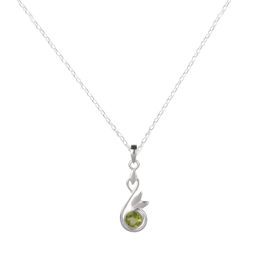 925 Silver Peridot Pendant With 18In Chain For Women | Light Green Gemstone Jewelry | August Birthstone Gift : FU-0687-C