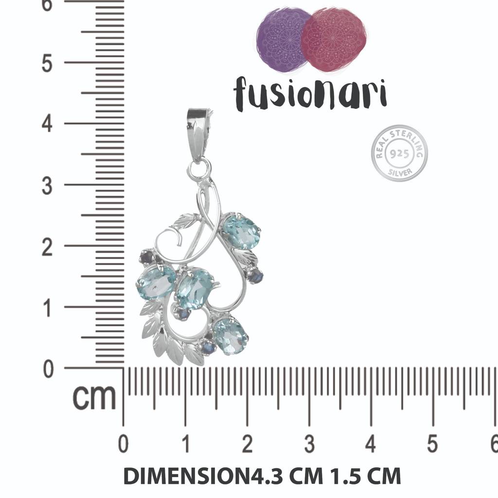 925 Sterling Silver Blue Topaz Pendant With 18In Chain For Women | Sky Blue Gemstone Jewelry | Luxury Party Wear : FU-0699-C