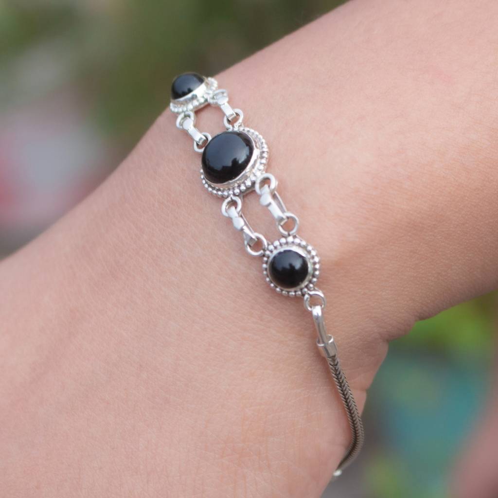 925 Sterling Silver Black Onyx Bracelet For Women |  Gemstone Bracelet | Handmade Silver Jewelry | Elegant Daily Wea : FU-0735