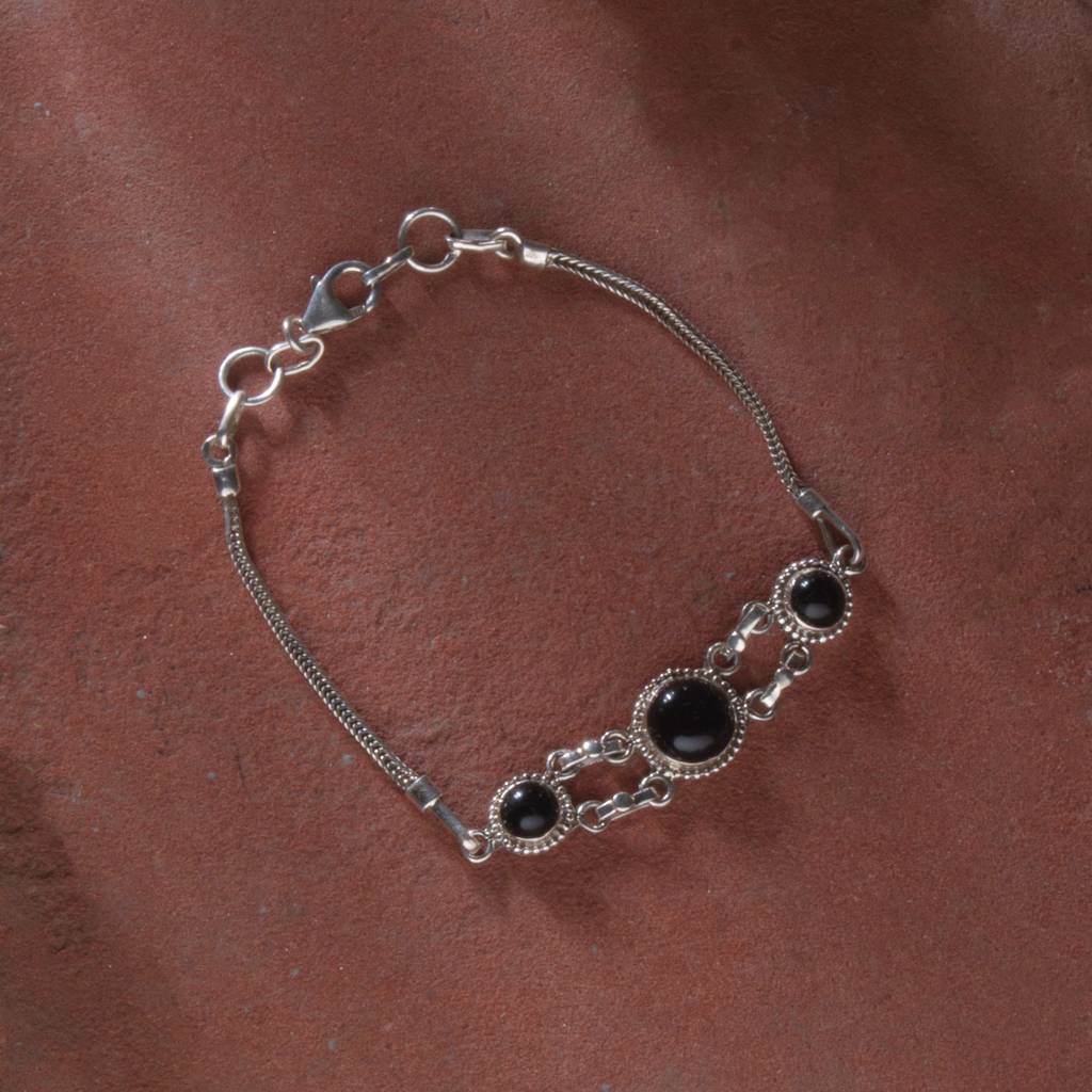 925 Sterling Silver Black Onyx Bracelet For Women |  Gemstone Bracelet | Handmade Silver Jewelry | Elegant Daily Wea : FU-0735