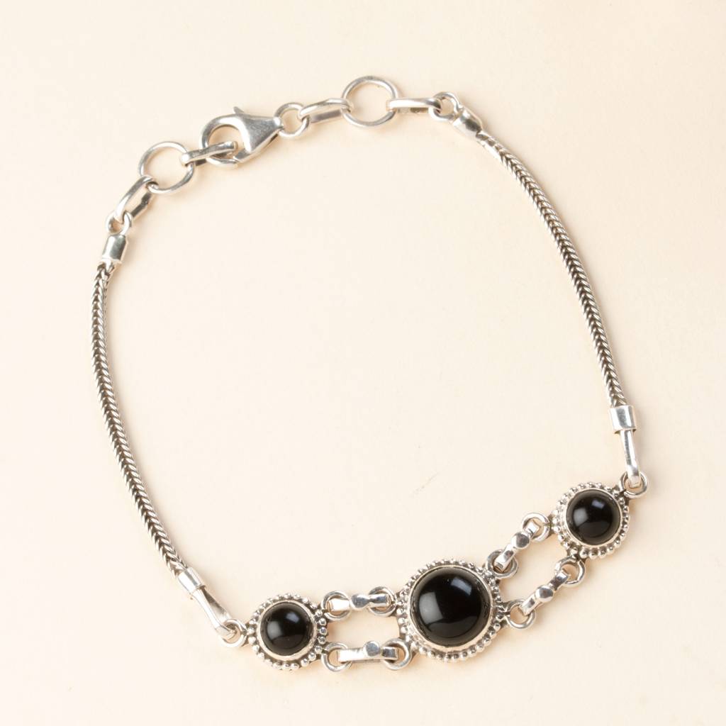 925 Sterling Silver Black Onyx Bracelet For Women |  Gemstone Bracelet | Handmade Silver Jewelry | Elegant Daily Wea : FU-0735
