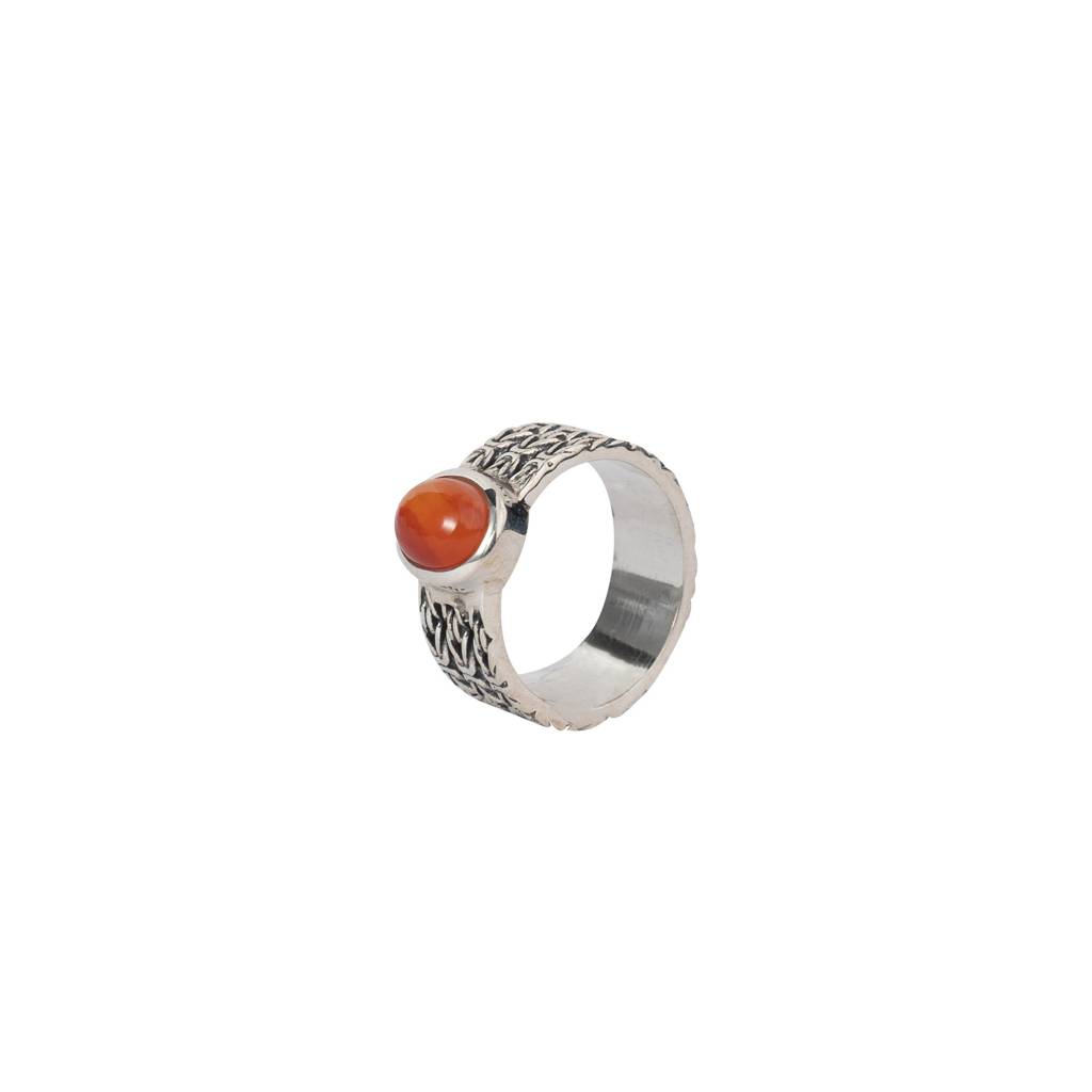 925 Sterling Silver Carnelian Stone Men'S Ring - Bold Natural Gemstone, Unique Design, Perfect For Everyday Wear : FU-0095