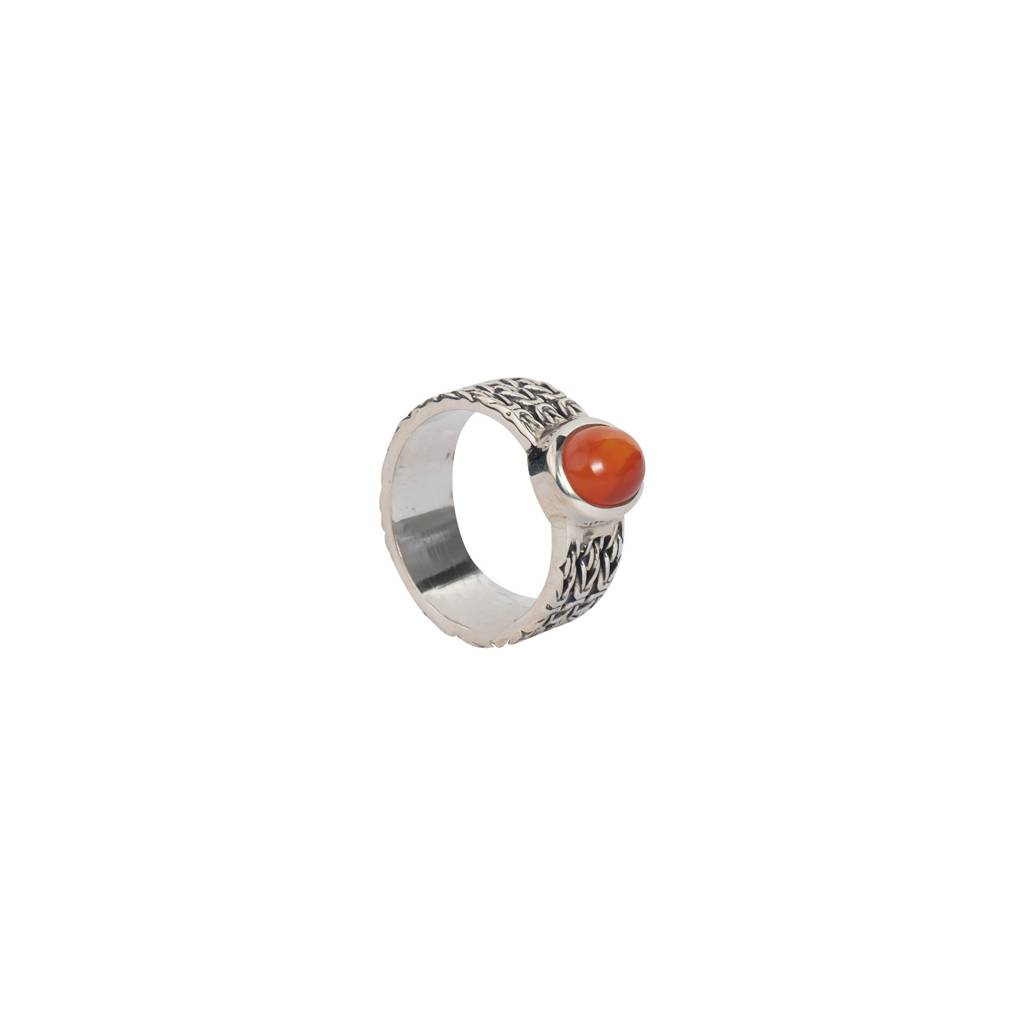925 Sterling Silver Carnelian Stone Men'S Ring - Bold Natural Gemstone, Unique Design, Perfect For Everyday Wear : FU-0095