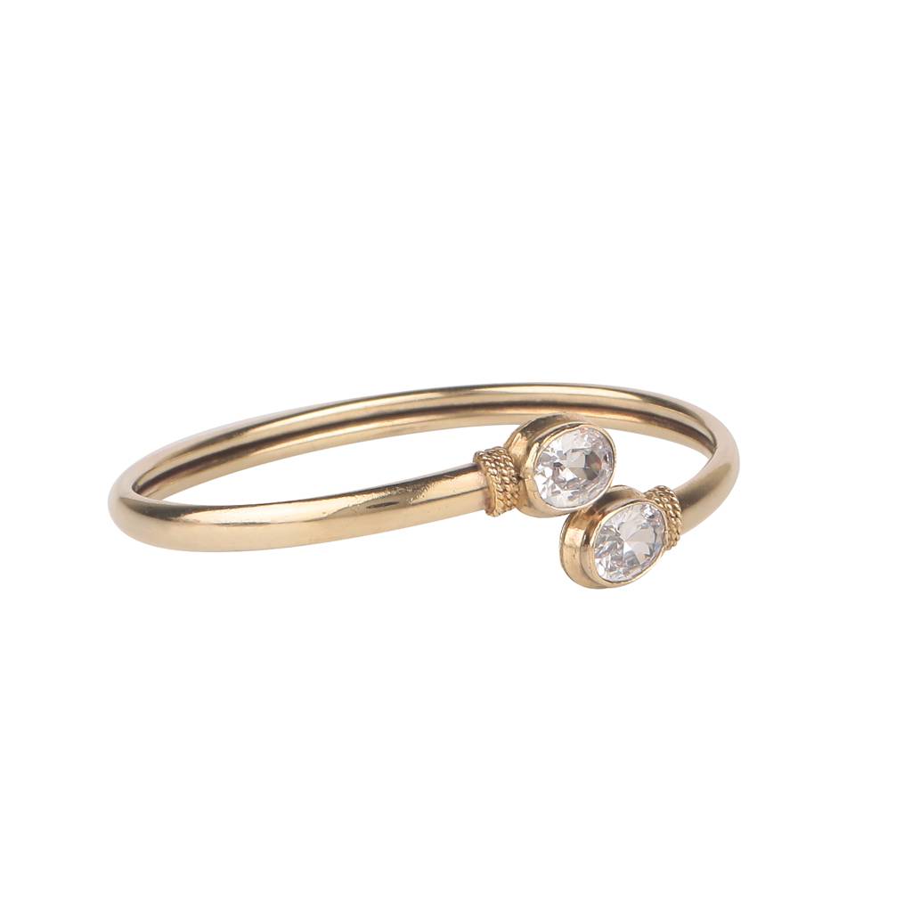 925 Sterling Silver Ad Zircon Bangle | Sparkling Crystal Open Cuff Bracelet | Party & Festive Jewelry : FU-0989