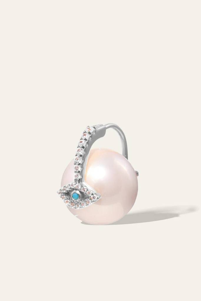 Evil Eye Pearl Earring : ER-EVL18-SL-WHT