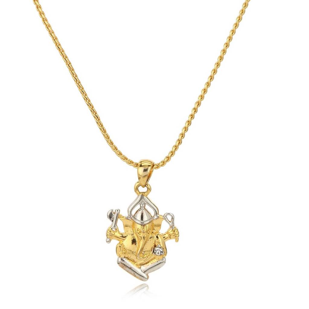 Estele Gold & Rhodium Plated Lord Ganesha Pendant With Chain For Girls & Women : 859PENDANT