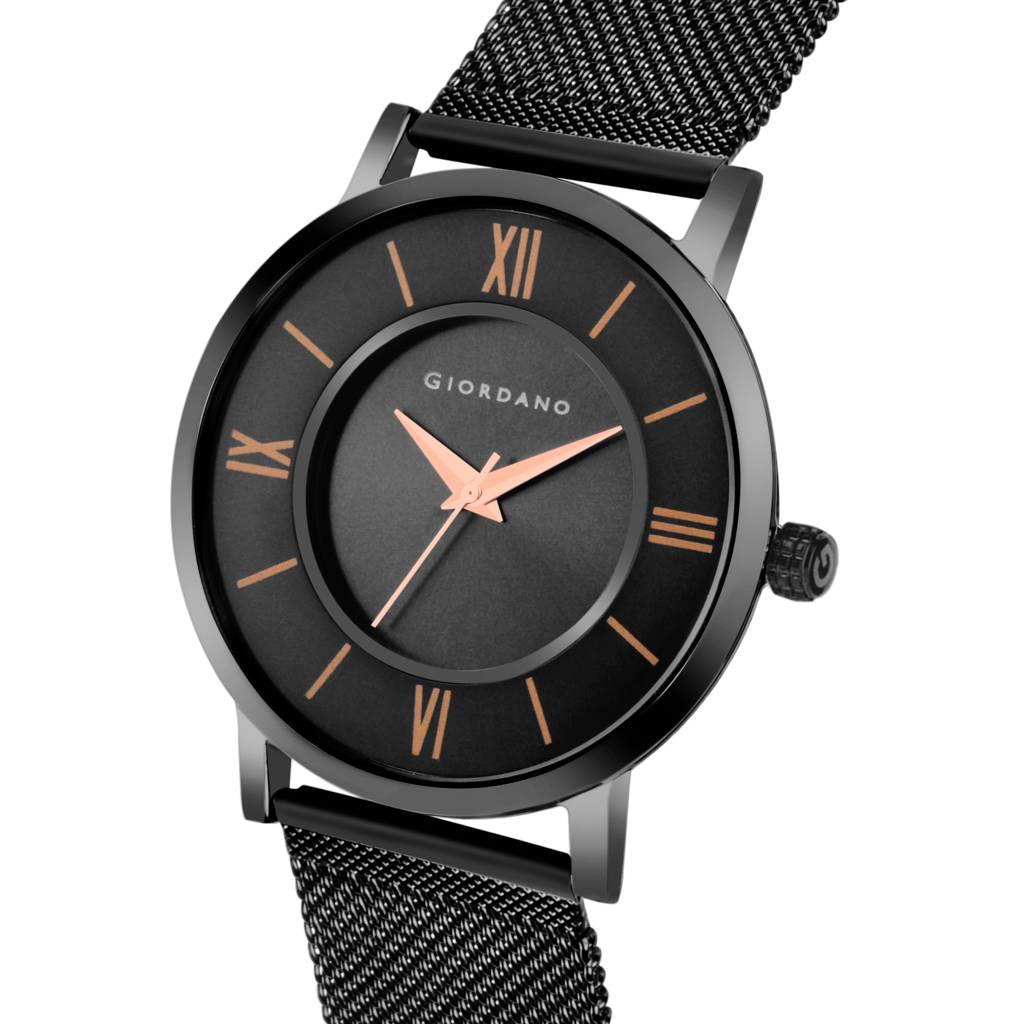 Analog Stylish Watch For Couple With Stylish Dial With Roman Indicess And Mesh Metal Strap : GD-1172-SETA-66