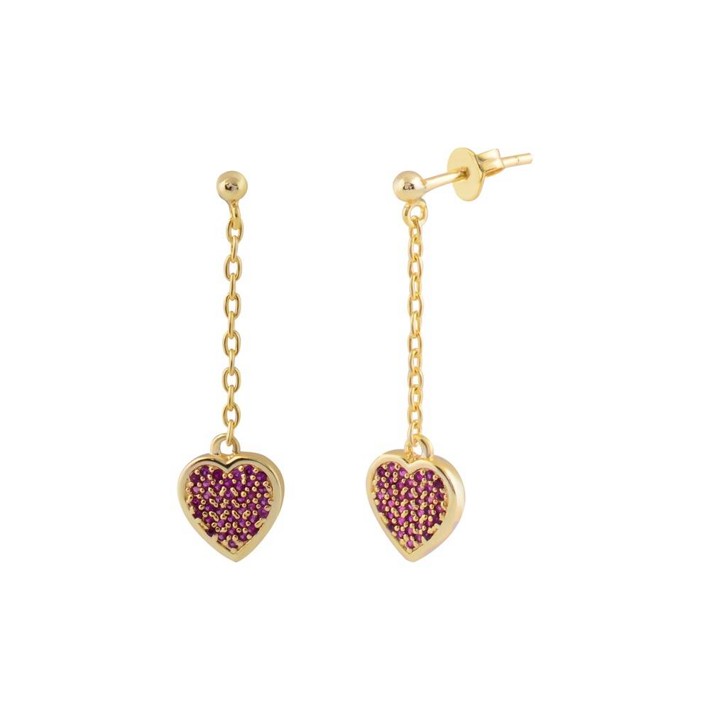 Pink Cz Drop And Dangle Earrings : CUM012