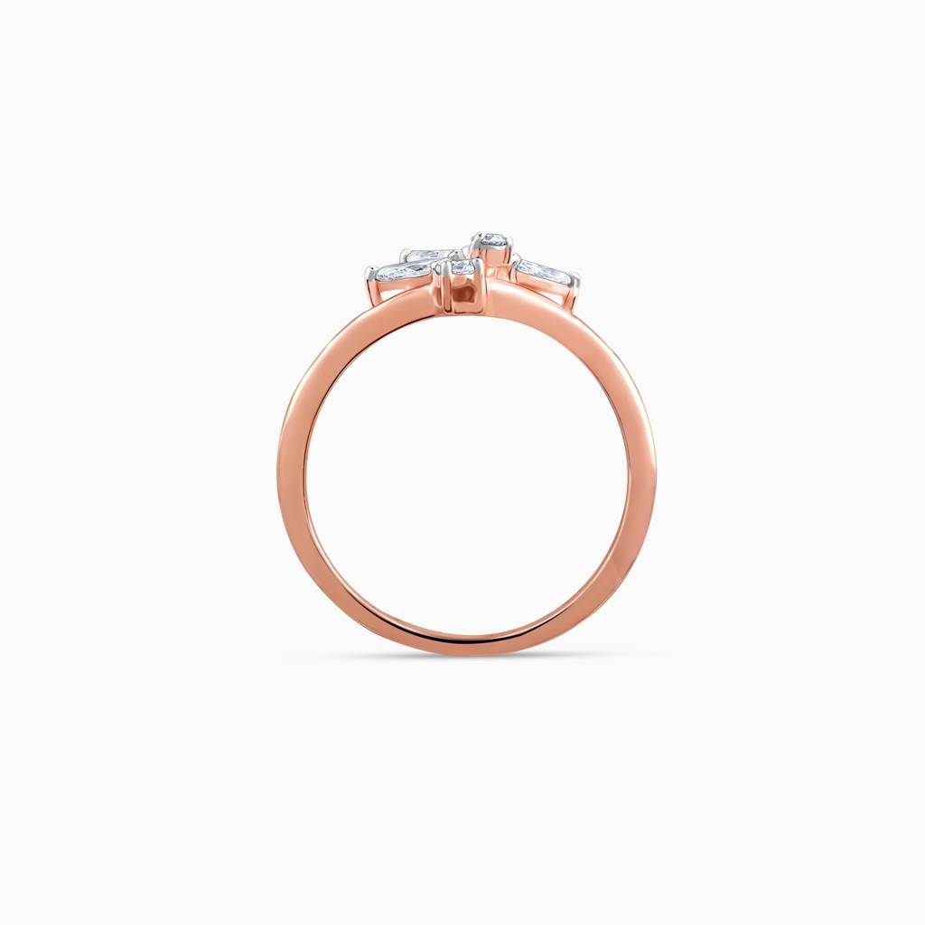 14K Rose Gold Floral Glam Lab Grown Diamond Ring|With Certificate Of Authenticity & Bis-Hallmarked Gold Jewellery : GDLBBR072